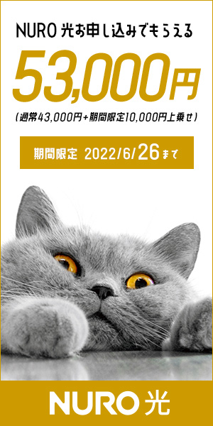 NURO 光お申し込みでもらえる53,000円 (NURO 光)